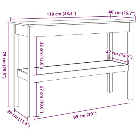 KONSOLA WOSKOWY BRĄZ 110X40X75CM LITE DREWNO SOSNOWE