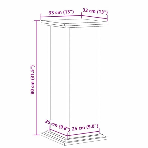 STOJAK NA ROŚLINY CZARNY DĄB 33X33X80CM