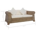 2-OSOBOWA SOFA Z PODUSZKAMI NATURALNY RATTAN