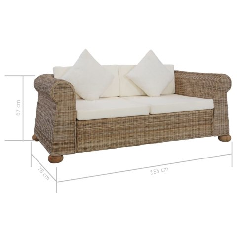 2-OSOBOWA SOFA Z PODUSZKAMI NATURALNY RATTAN