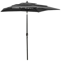 3-POZIOMOWY PARASOL NA ALUMINIOWYM SŁUPKU ANTRACYTOWY 2X2 M