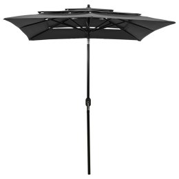 3-POZIOMOWY PARASOL NA ALUMINIOWYM SŁUPKU ANTRACYTOWY 2X2 M