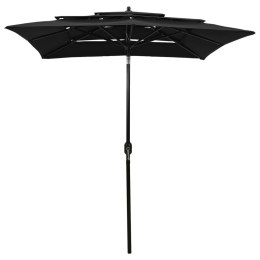 3-POZIOMOWY PARASOL NA ALUMINIOWYM SŁUPKU CZARNY 2X2M