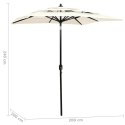 3-POZIOMOWY PARASOL NA ALUMINIOWYM SŁUPKU PIASKOWY 2X2 M