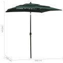 3-POZIOMOWY PARASOL NA ALUMINIOWYM SŁUPKU ZIELONY 2X2 M