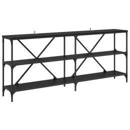 KONSOLA Z PÓŁKĄ Z PRZECHOWYWANIEM CZARNY DĄB 180X30X75CM