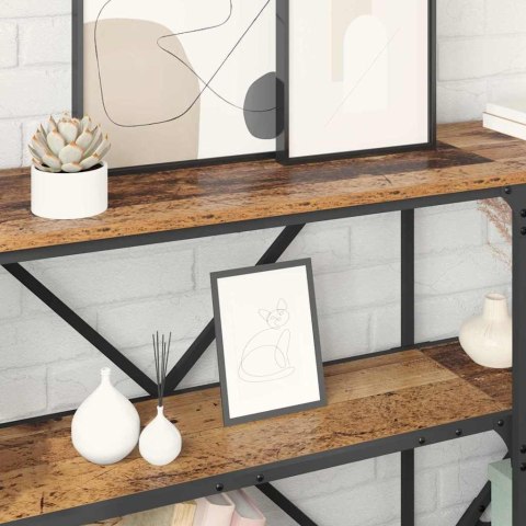 KONSOLA Z PÓŁKĄ Z PRZECHOWYWANIEM STARE DREWNO 180X30X75CM