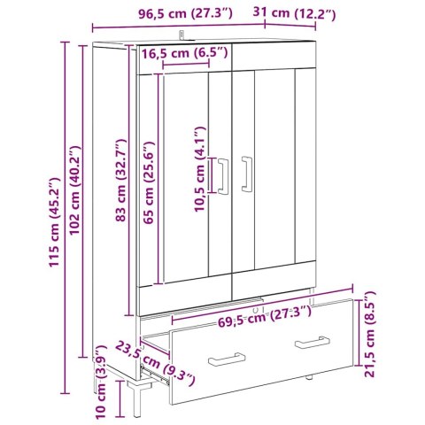 KOMODA CZARNY DĄB 69,5X31X115CM