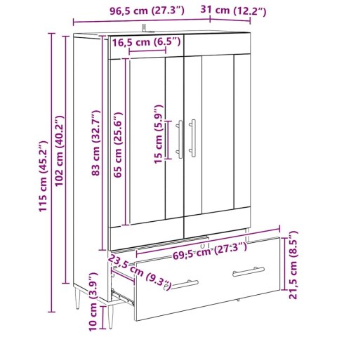 KOMODA Z SZUFLADĄ DĄB RZEMIEŚLNICZY 69,5X31X115CM