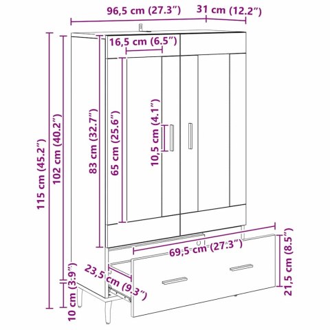 KOMODA Z SZUFLADĄ STARE DREWNO 69,5X31X115CM