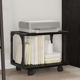 STOJAK REGAŁ NA KÓŁKACH NA DRUKARKĘ CZARNY DĄB 41X28X33.5CM