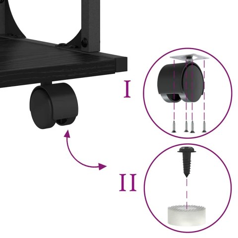 STOJAK REGAŁ NA KÓŁKACH NA DRUKARKĘ CZARNY DĄB 41X28X33.5CM
