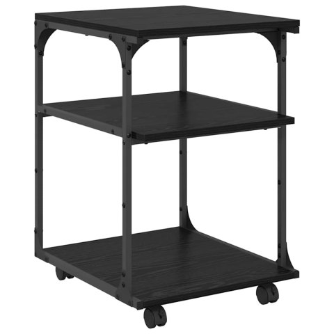 STOJAK REGAŁ NA KÓŁKACH NA DRUKARKĘ CZARNY DĄB 43X48X64CM