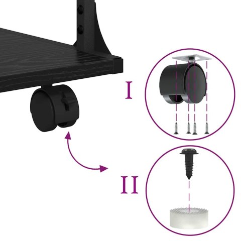 STOJAK REGAŁ NA KÓŁKACH NA DRUKARKĘ CZARNY DĄB 43X48X64CM