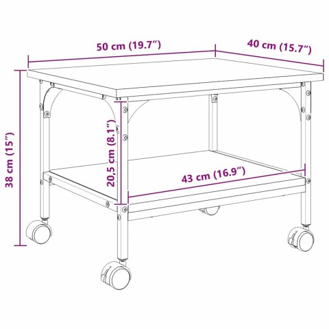 STOJAK REGAŁ NA KÓŁKACH. NA DRUKARKĘ CZARNY DĄB 50X40X38CM