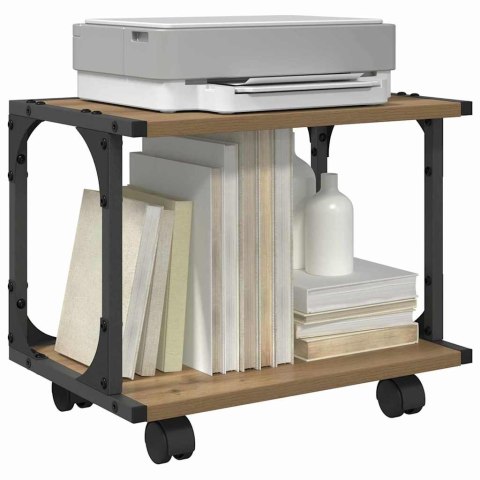 STOJAK REGAŁ NA KÓŁKACH NA DRUKARKĘ DĄB RZEMIEŚLNICZY 41X28X33.5CM
