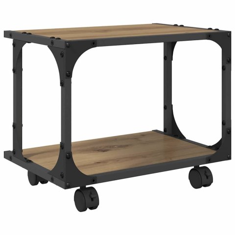 STOJAK REGAŁ NA KÓŁKACH NA DRUKARKĘ DĄB RZEMIEŚLNICZY 41X28X33.5CM