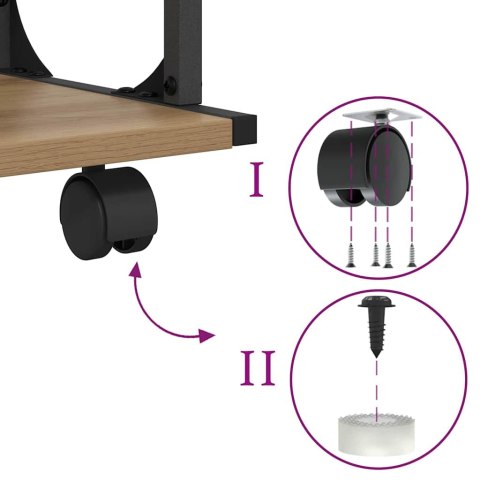 STOJAK REGAŁ NA KÓŁKACH NA DRUKARKĘ DĄB RZEMIEŚLNICZY 41X28X33.5CM