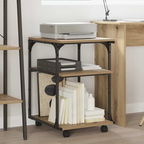 STOJAK REGAŁ NA KÓŁKACH NA DRUKARKĘ DĄB RZEMIEŚLNICZY 43X48X64CM