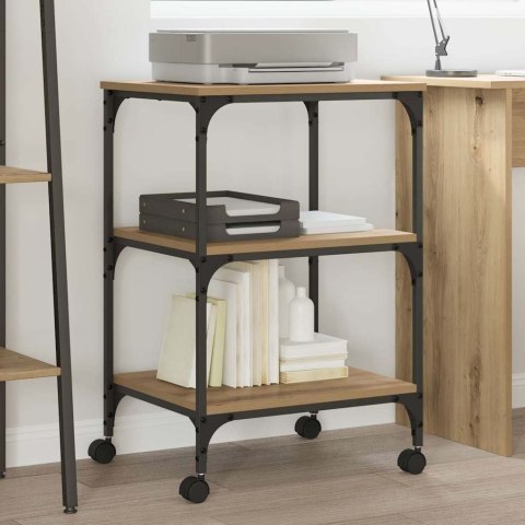 STOJAK REGAŁ NA DRUKARKĘ NA KÓŁKACH DĄB RZEMIEŚLNICZY 50X41X75CM