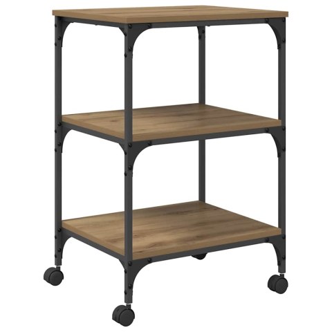 STOJAK REGAŁ NA DRUKARKĘ NA KÓŁKACH DĄB RZEMIEŚLNICZY 50X41X75CM