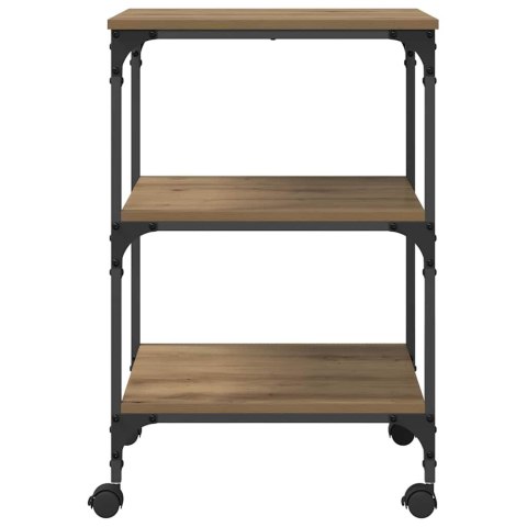 STOJAK REGAŁ NA DRUKARKĘ NA KÓŁKACH DĄB RZEMIEŚLNICZY 50X41X75CM