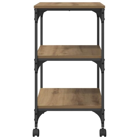 STOJAK REGAŁ NA DRUKARKĘ NA KÓŁKACH DĄB RZEMIEŚLNICZY 50X41X75CM