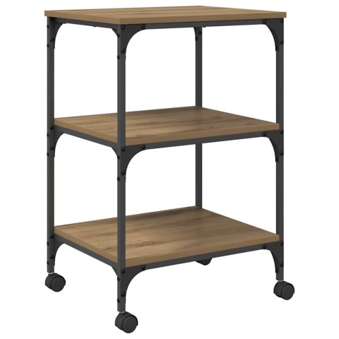 STOJAK REGAŁ NA DRUKARKĘ NA KÓŁKACH DĄB RZEMIEŚLNICZY 50X41X75CM