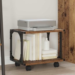 STOJAK SZAFKA REGAŁ NA DRUKARKĘ NA KÓŁKACH STARE DREWNO 41X28X33.5CM