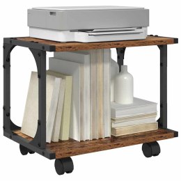 STOJAK SZAFKA REGAŁ NA DRUKARKĘ NA KÓŁKACH STARE DREWNO 41X28X33.5CM