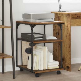 STOJAK REGAŁ SZAFKA NA DRUKARKĘ NA KÓŁKACH STARE DREWNO 43X48X64CM