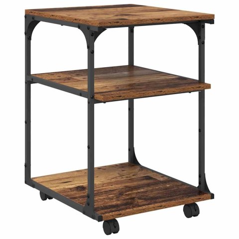 STOJAK REGAŁ SZAFKA NA DRUKARKĘ NA KÓŁKACH STARE DREWNO 43X48X64CM