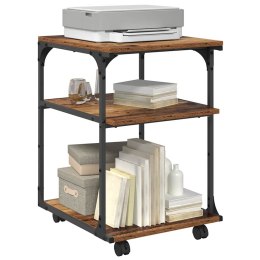 STOJAK REGAŁ SZAFKA NA DRUKARKĘ NA KÓŁKACH STARE DREWNO 43X48X64CM