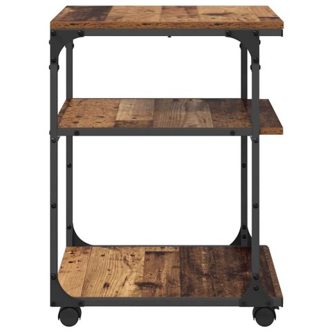 STOJAK REGAŁ SZAFKA NA DRUKARKĘ NA KÓŁKACH STARE DREWNO 43X48X64CM