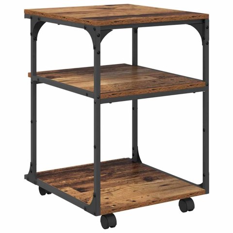 STOJAK REGAŁ SZAFKA NA DRUKARKĘ NA KÓŁKACH STARE DREWNO 43X48X64CM