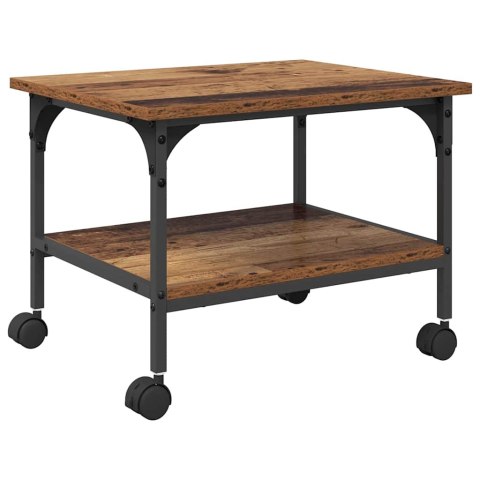 STOJAK SZAFKA NA DRUKARKĘ NA KÓŁKACH STARE DREWNO 50X40X38CM