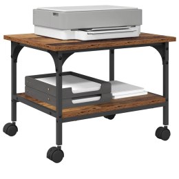 STOJAK SZAFKA NA DRUKARKĘ NA KÓŁKACH STARE DREWNO 50X40X38CM