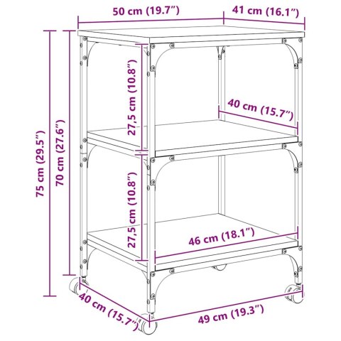 STOJAK REGAŁ PÓŁKA NA DRUKARKĘ STARE DREWNO 50X41X75CM