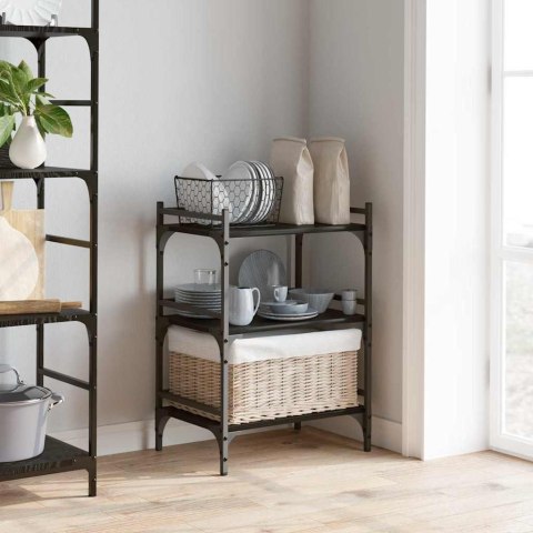 WÓZEK KUCHENNY CZARNY DĄB 50X35X75.5CM