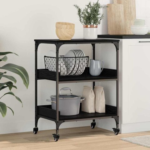 WÓZEK KUCHENNY CZARNY DĄB 60X41X80.5CM