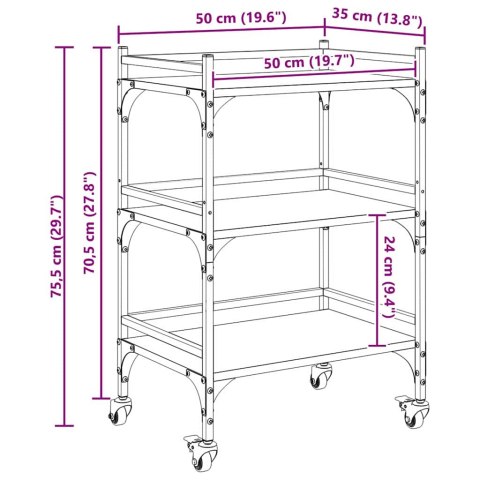 WÓZEK KUCHENNY STARE DREWNO 50X35X75.5CM