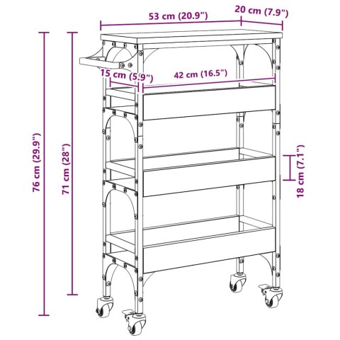 WÓZEK KUCHENNY STARE DREWNO 53X20X76CM