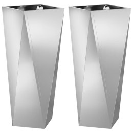 DONICA 2 SZT. SREBRNY 30X30X75CM STAL GALWANIZOWANA