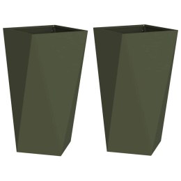 VidaXL Donica 2 pcs Zielony oliwkowy 40 x 40 x 75 cm Stal