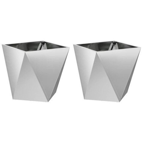 DONICA 2 SZT. SREBRNY 50X50X50CM STAL GALWANIZOWANA