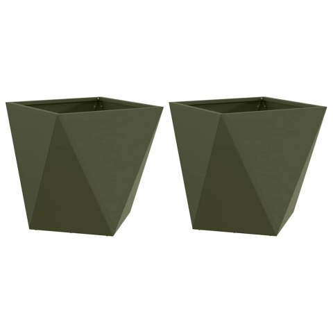 VidaXL Donica 2 pcs Zielony oliwkowy 40 x 40 x 40 cm Stal
