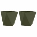 VidaXL Donica 2 pcs Zielony oliwkowy 50 x 50 x 50 cm Stal