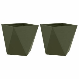 VidaXL Donica 2 pcs Zielony oliwkowy 50 x 50 x 50 cm Stal