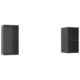 WISZĄCE SZAFKI TV 2 SZT. POŁYSK SZARE