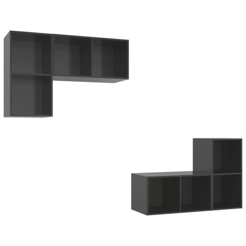 WISZĄCE SZAFKI TV 4 SZT. POŁYSK SZARE